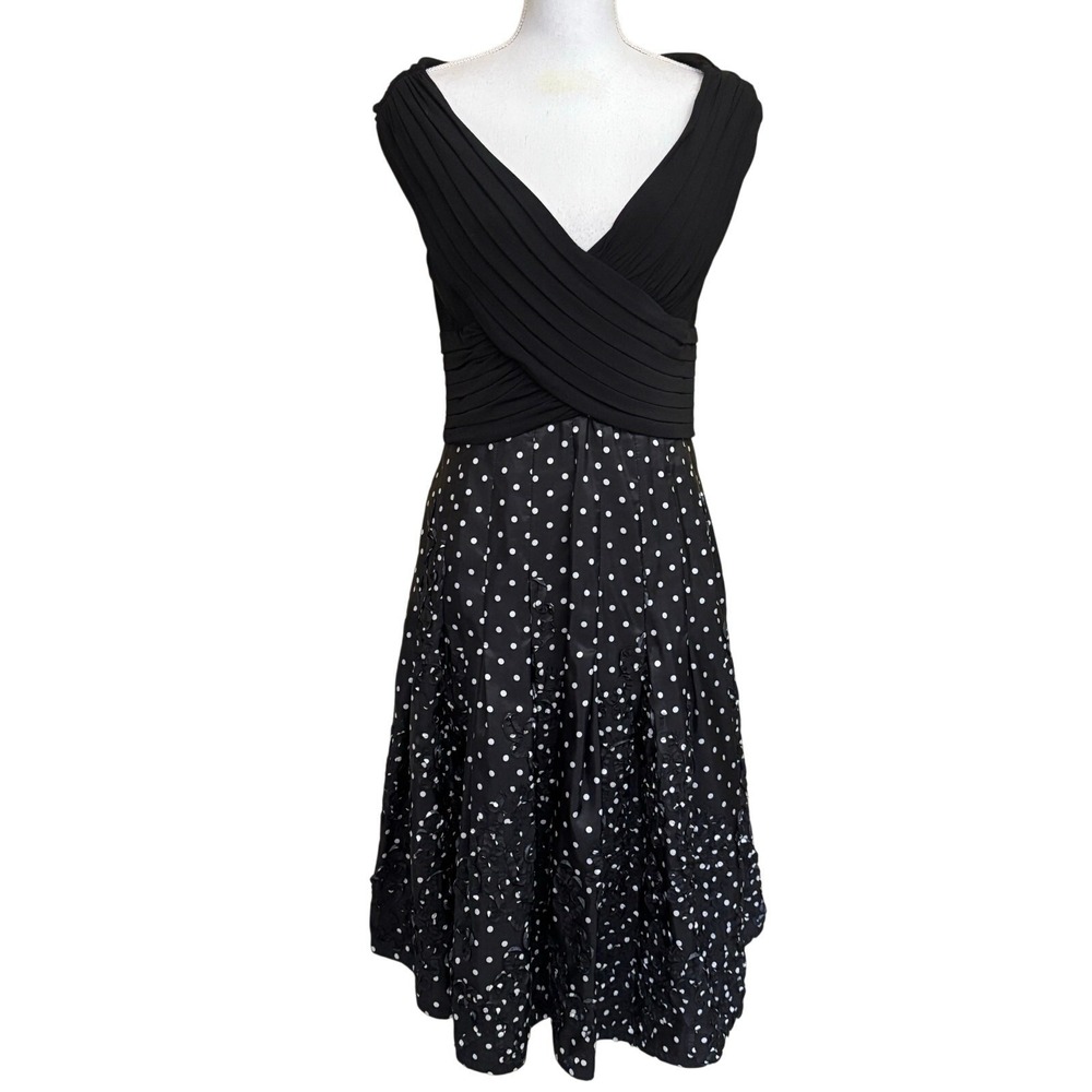 Adrianna Papell Retro Polka Dot Party Dress 14, wedding guest, cocktail, classic